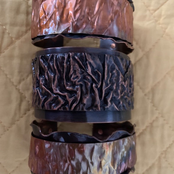 Set of Three Copper Tone Metal Cuff Bracelets - Picture 2 of 8